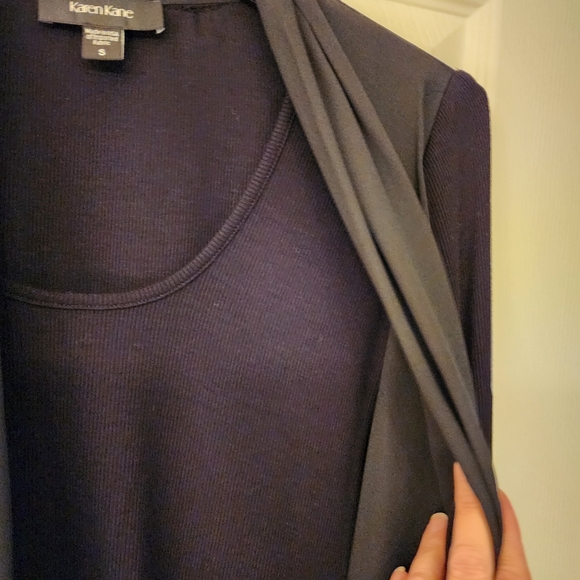 KAREN KANE Contrast Double Layer Wrap Top In Black Size Small - Picture 8 of 14